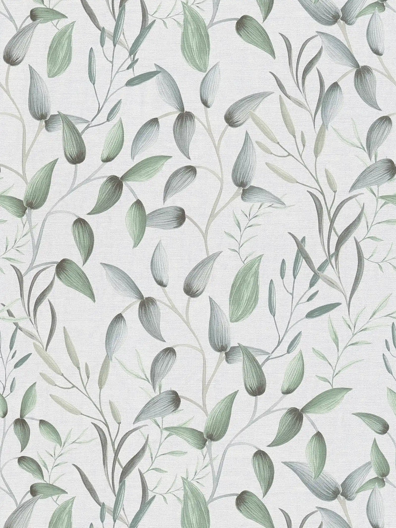 Floral tendrils - white, green, grey