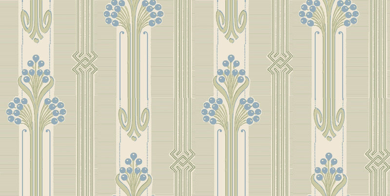 Sample - Nergarden - Art Nouveau Wallpaper - Blue/Green