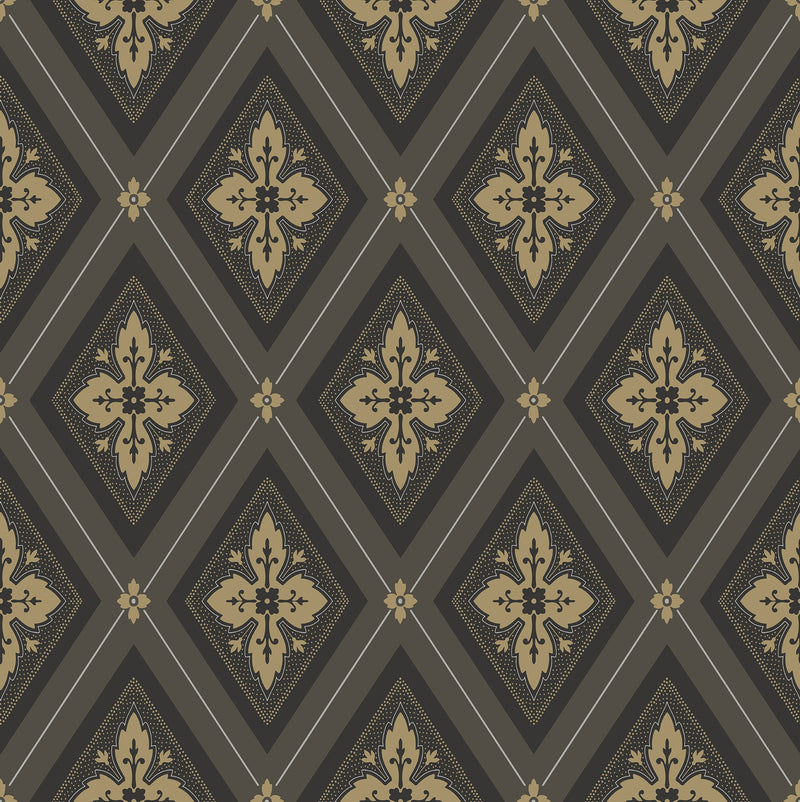 Astrid Flora Wallpaper - Black Gold