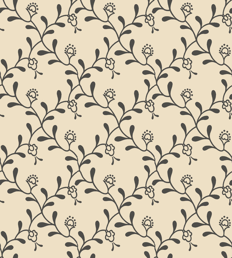 Sample - Elsagarden Wallpaper - Beige/Black