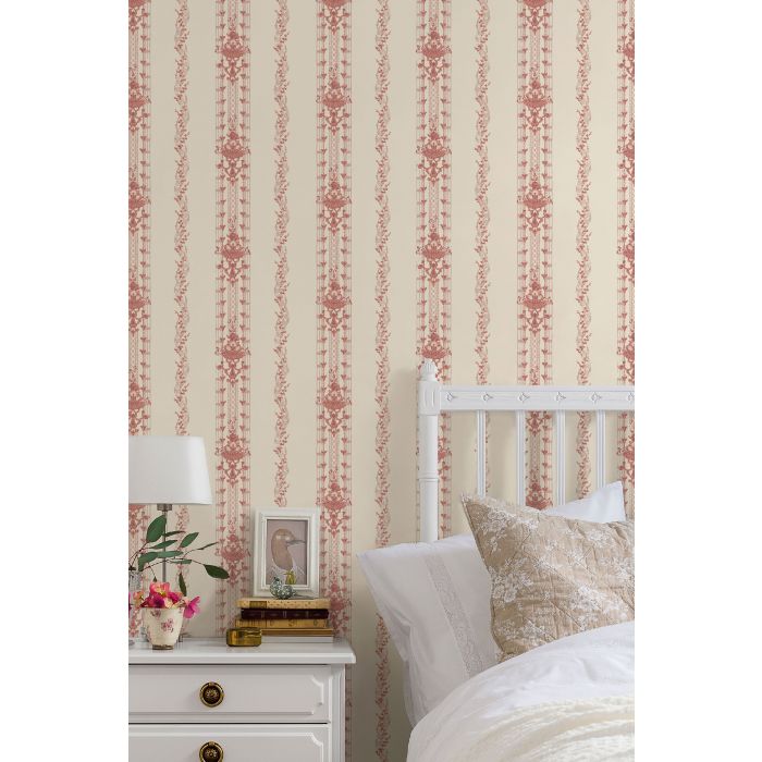 Gustavian Stripes Wallpaper - Red