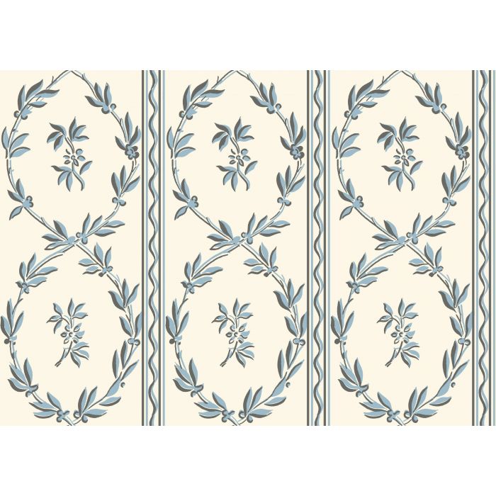 Laurel Wreaths Wallpaper - Blue