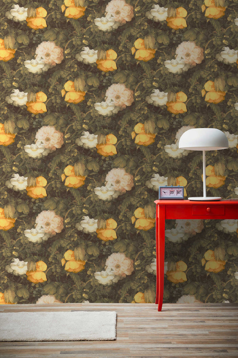 Dutch Floral Wallpaper - Yellow