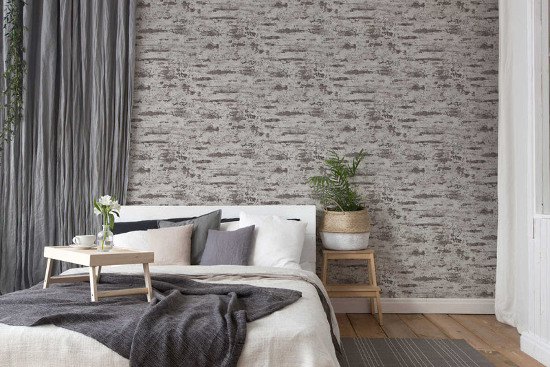 Tibo Grunge, rustic plaster look Wallpaper - Grey/black