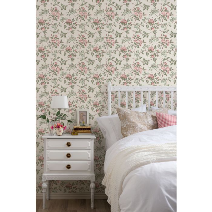 Dalarna Roses Wallpaper - Pink