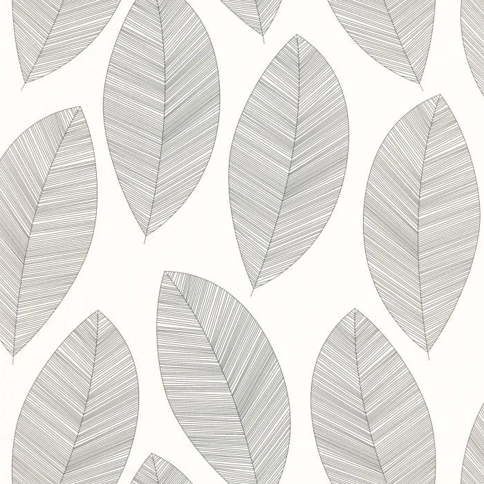 Graphic Leaves Wallpaper - Blanc Noir