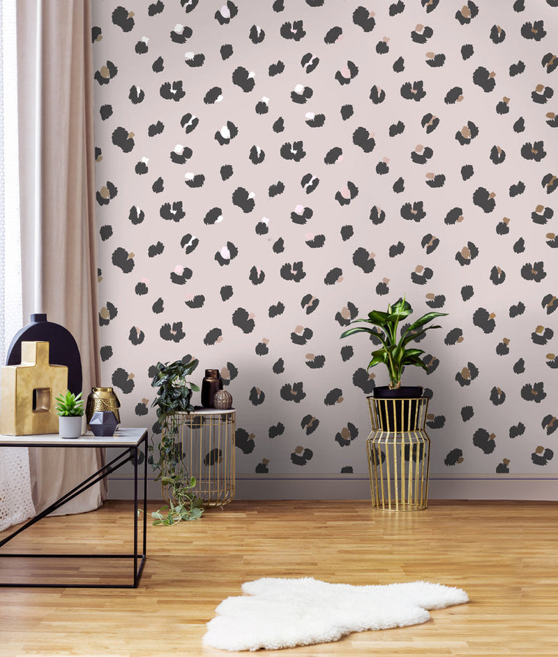 Large Leopard Spot Wallpaper - Pink