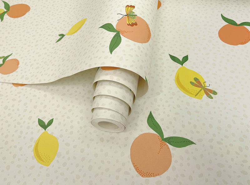 Tutti Fruity Wallpaper - Gream/orange
