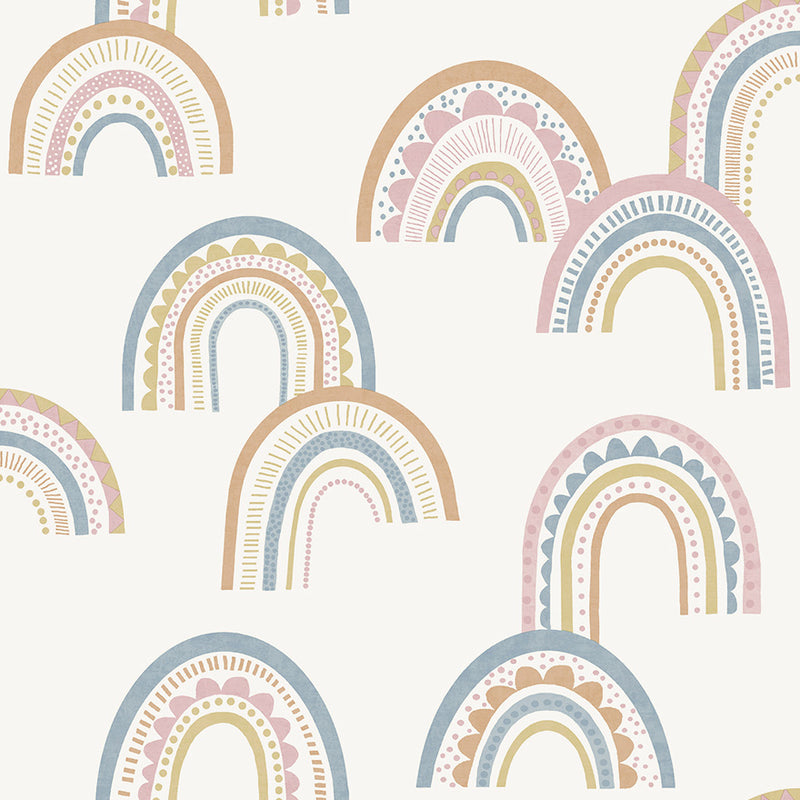 Boho Rainbow Wallpaper - Orange + Pink + Blue