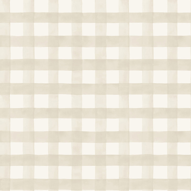 Watercolour Gingham Wallpaper - Beige