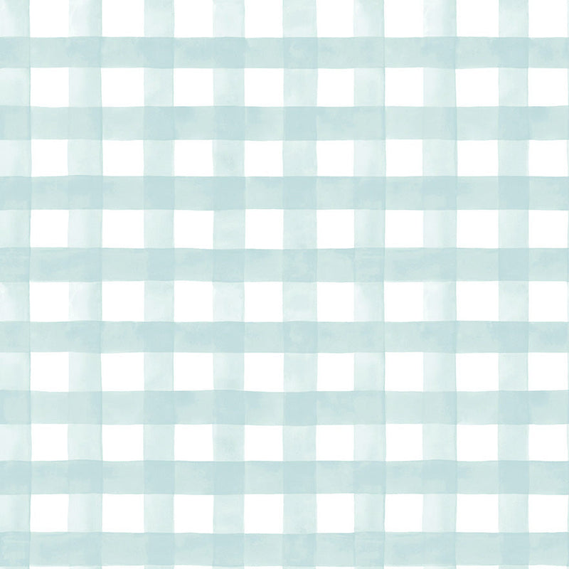 Watercolour Gingham Wallpaper - Soft Teal