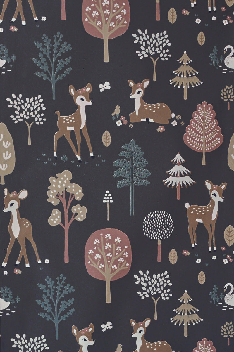 Golden Woods Wallpaper - Deep Grey