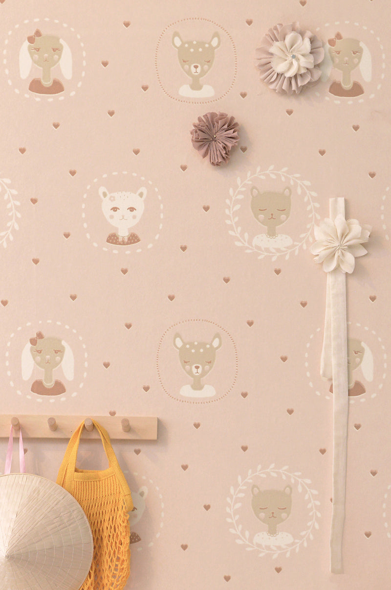 Hearts Wallpaper - Dusty Pink