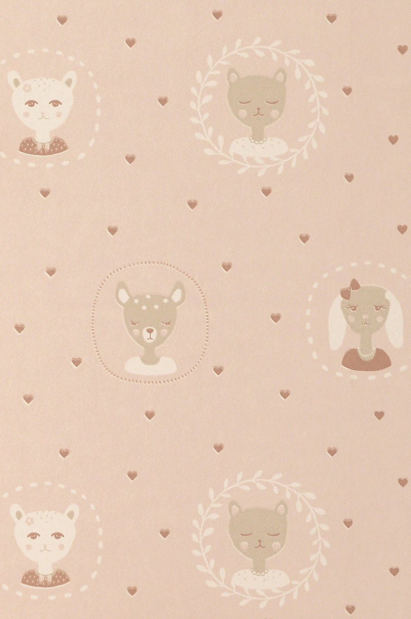 Hearts Wallpaper - Dusty Pink