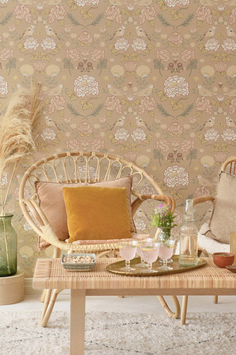 June Scandinavian Wallpaper - Honey Beige