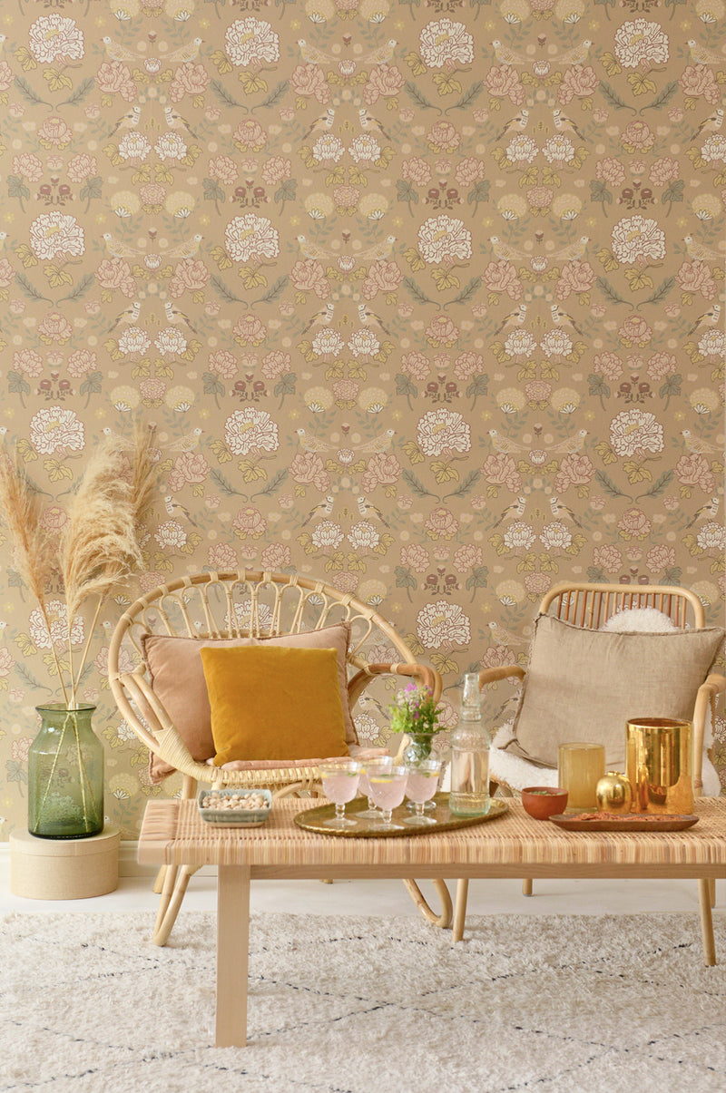 June Scandinavian Wallpaper - Honey Beige