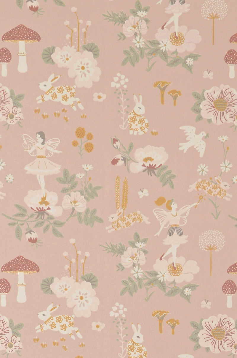 Old Garden Wallpaper - Dusty Rose