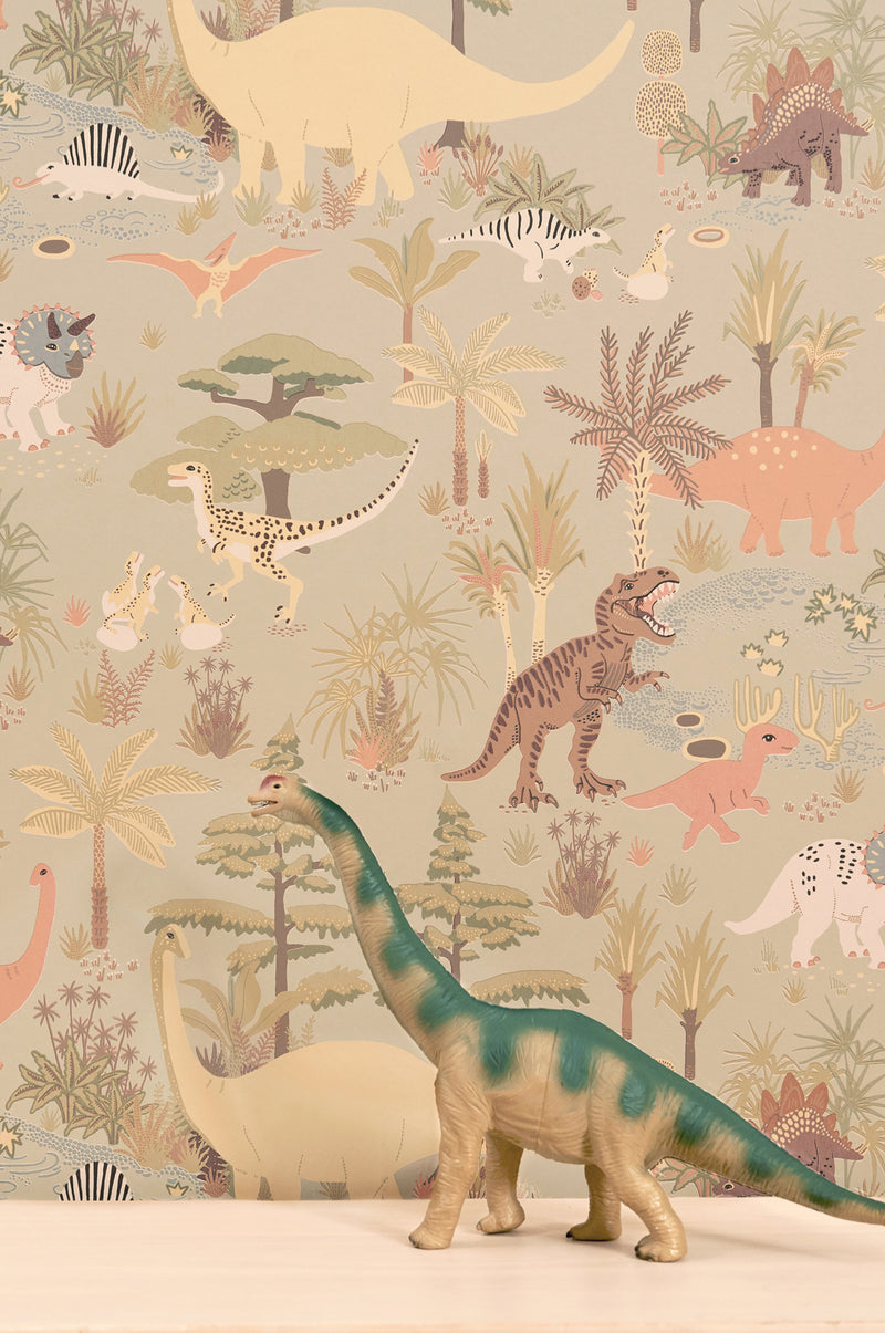 Dino Wallpaper - Soft Green