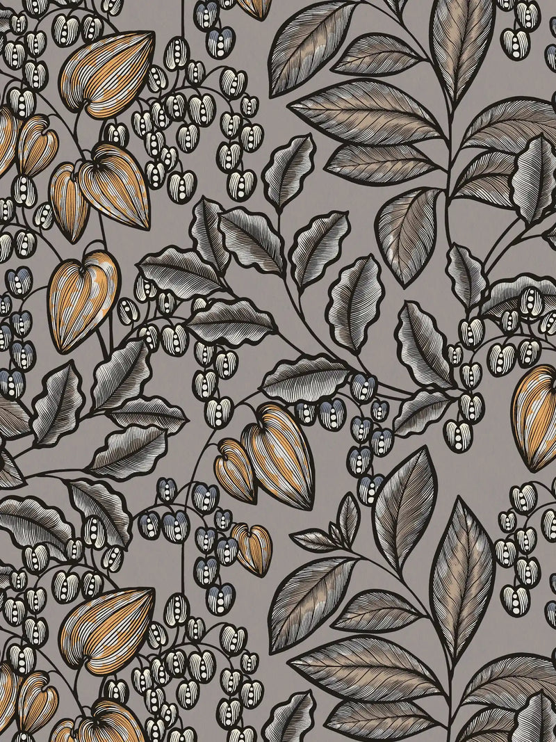 Floral Vine Wallpaper - Gray