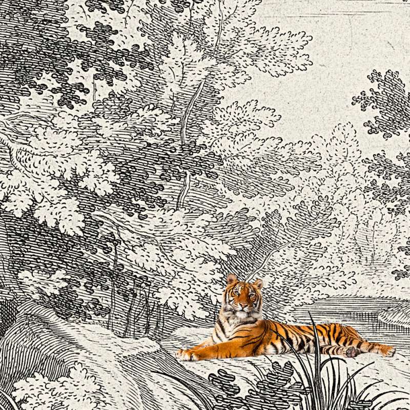 Fancy Forest Tigers - Custom Sized Wallpaper Mural (per m2)