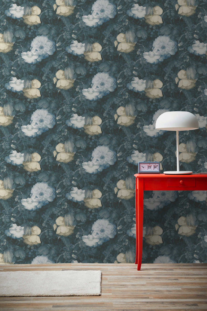 Dutch Floral Wallpaper - Blue