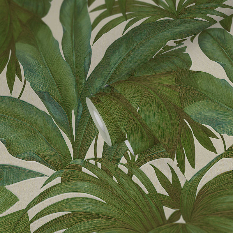 Versace Giungla Palm Leaves Wallpaper - Green/Beige