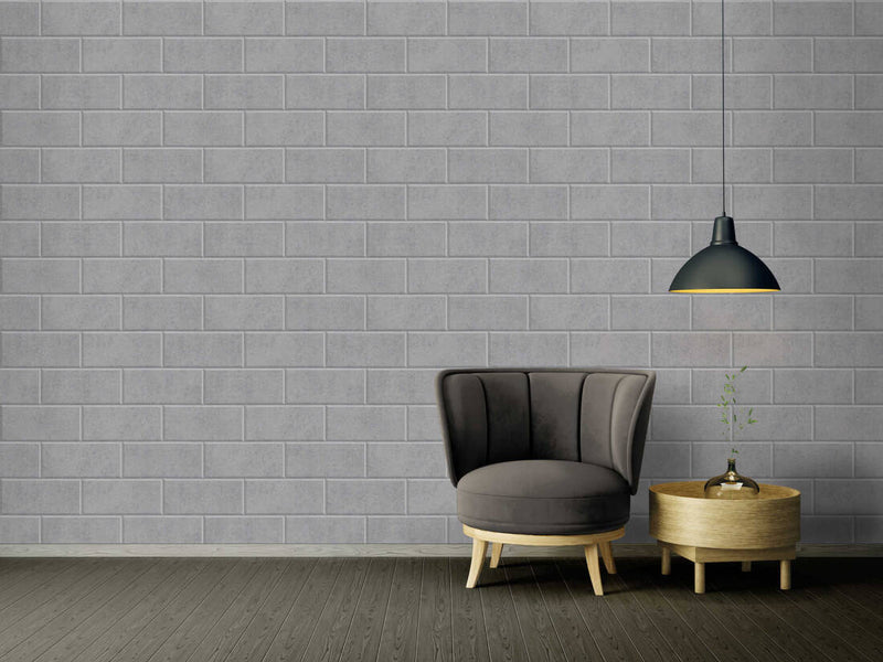 Solid Bricks Wallpaper (Versace 3 Collection) - Grey