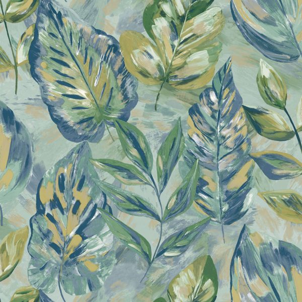 Aralia - Foliage Wallpaper - Navy/Pink