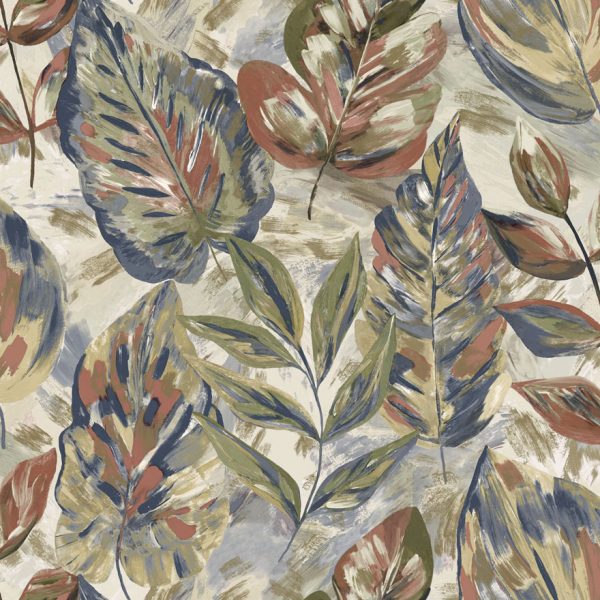 Aralia - Foliage Wallpaper - Navy/Pink