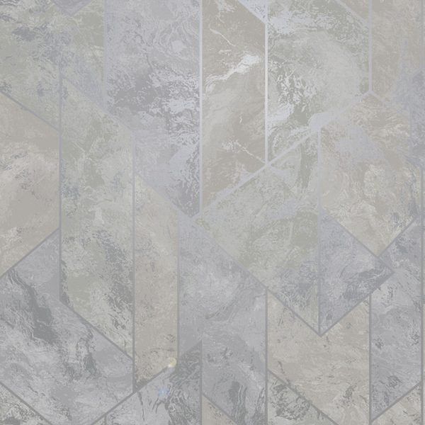 Sample - Zarci - Geometric Marble Wallpaper - Grey