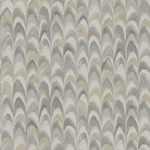 Sample - Ruba - Peacock feathers Wallpaper - Grey