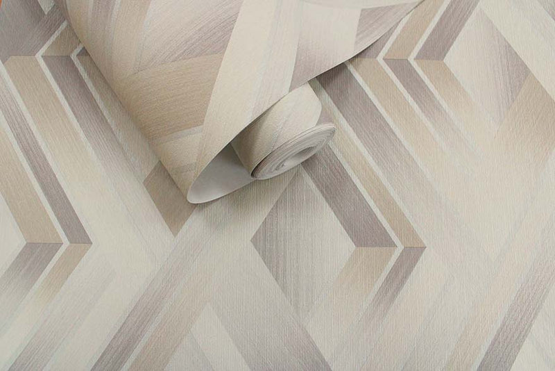 Tranquilo - Metalic Geometric Wallpaper - Taupe/Grey- Discontinuing