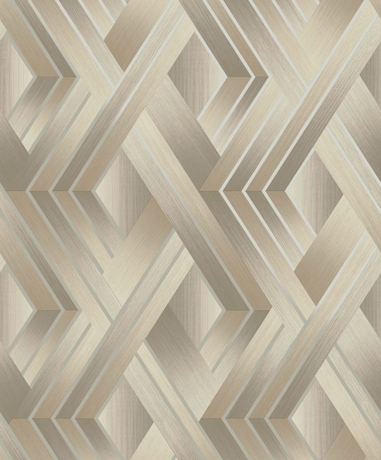 Tranquilo - Metalic Geometric Wallpaper - Taupe/Grey- Discontinuing