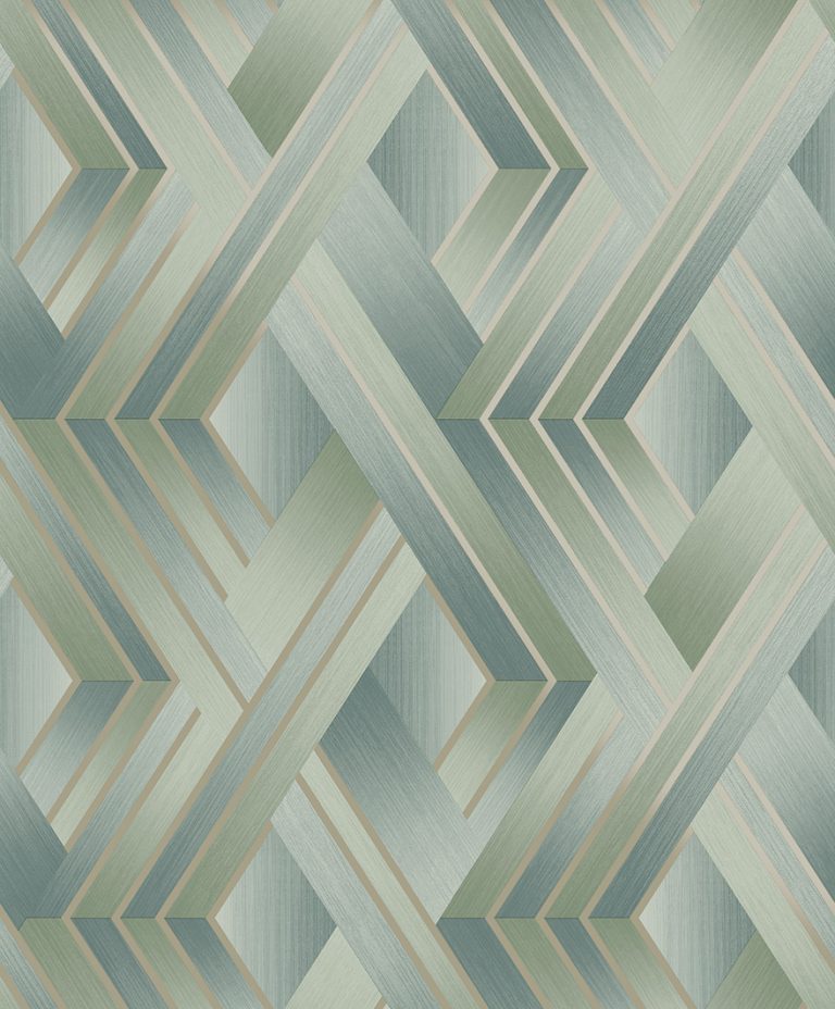 Tranquilo - Metalic Geometric Wallpaper - Duck Egg- Discontinuing