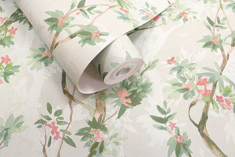 Folia - Blossoming Tree Wallpaper - Cream/Pink- Discontinuing