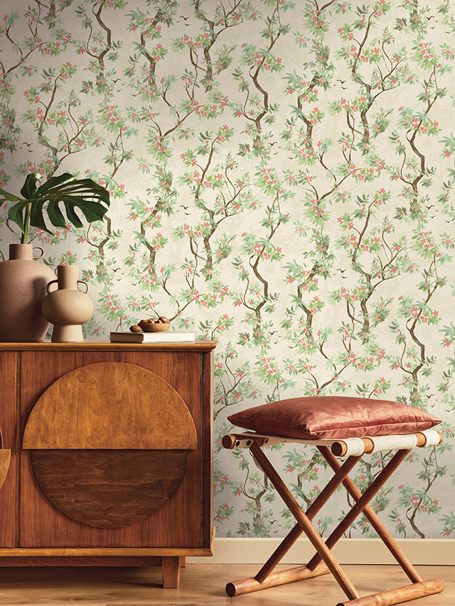 Folia - Blossoming Tree Wallpaper - Cream/Pink- Discontinuing