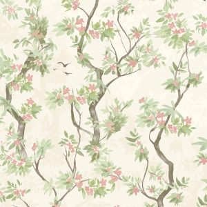 Folia - Blossoming Tree Wallpaper - Cream/Pink- Discontinuing