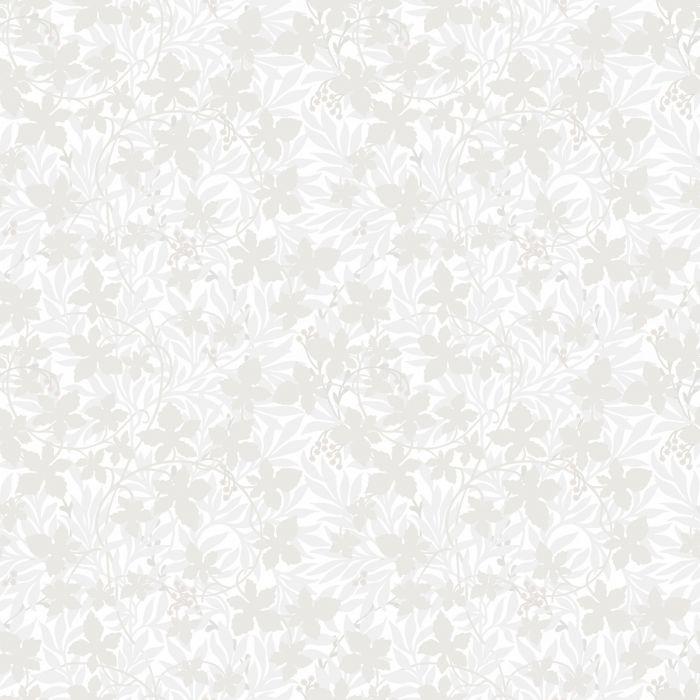 Sample - Vinbarsblad Wallpaper - White/Silver