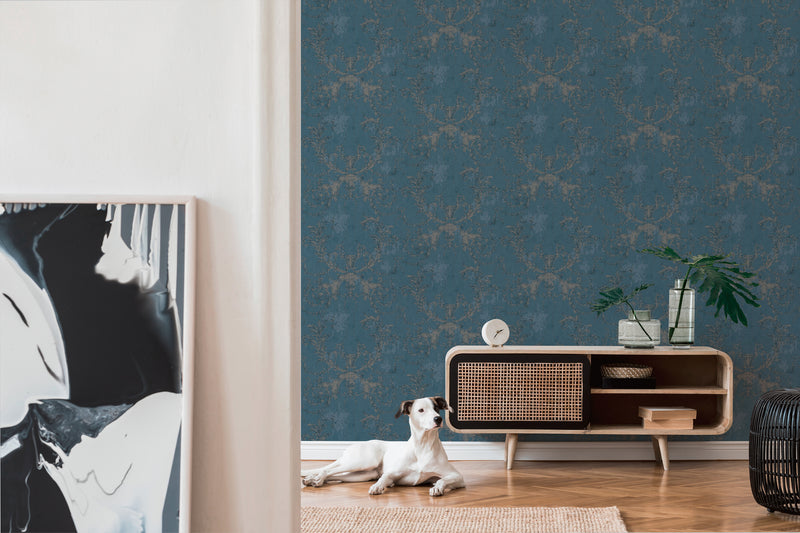 Old World Plaster Wallpaper - Blue