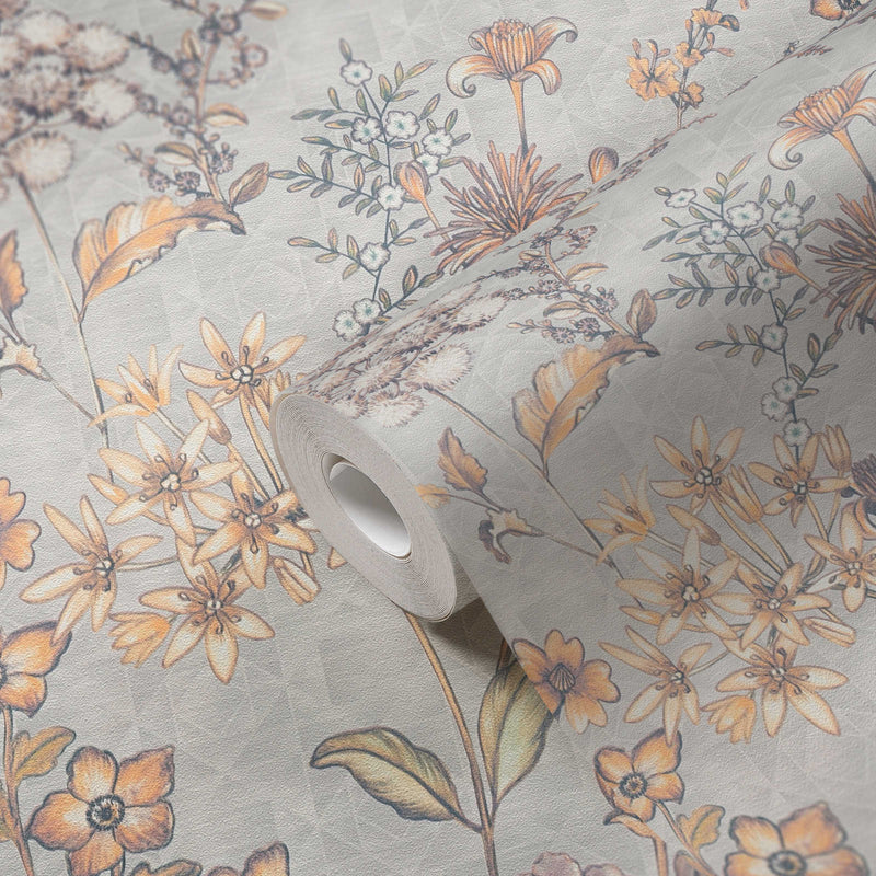 Stockholm Floral Wallpaper - Grey Blue