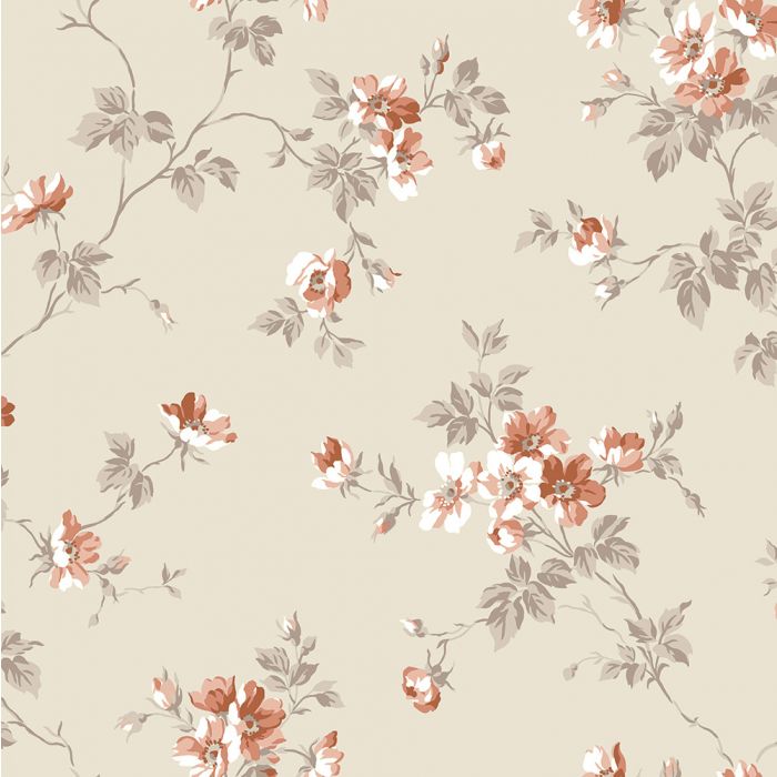 Kristina - Pastel Floral Wallpaper - Beige