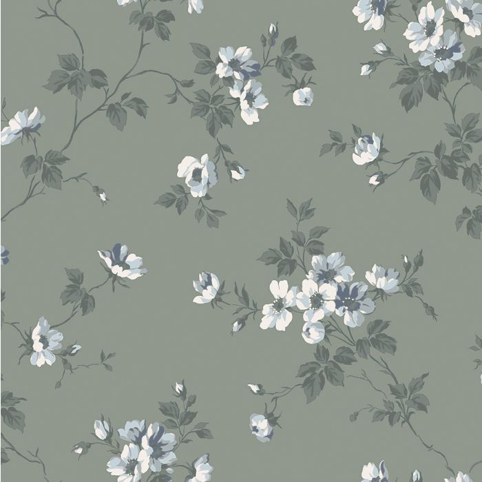 Kristina - Pastel Floral Wallpaper - Green