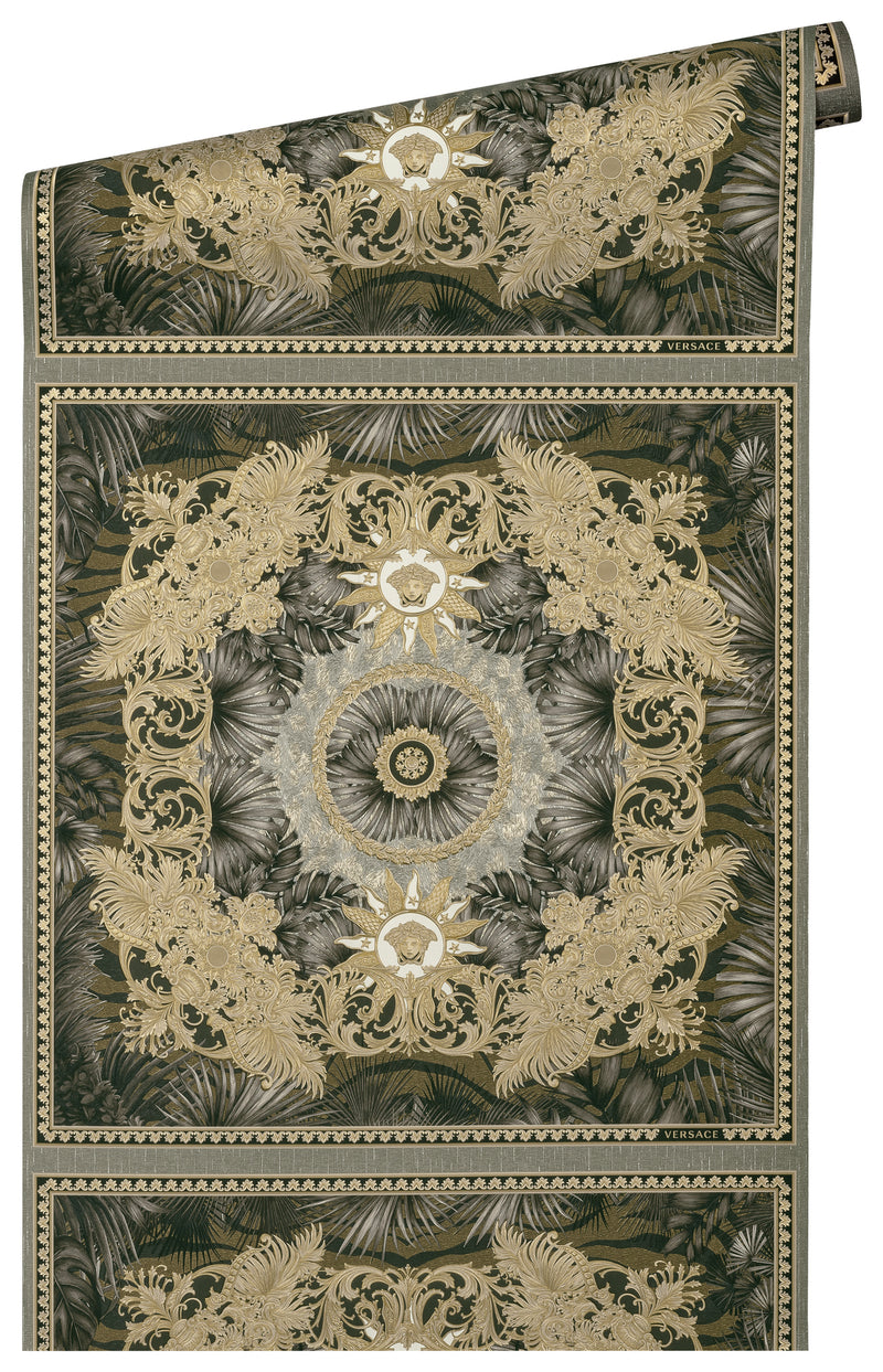 Versace Jungle Tile Wallpaper - Black Gold