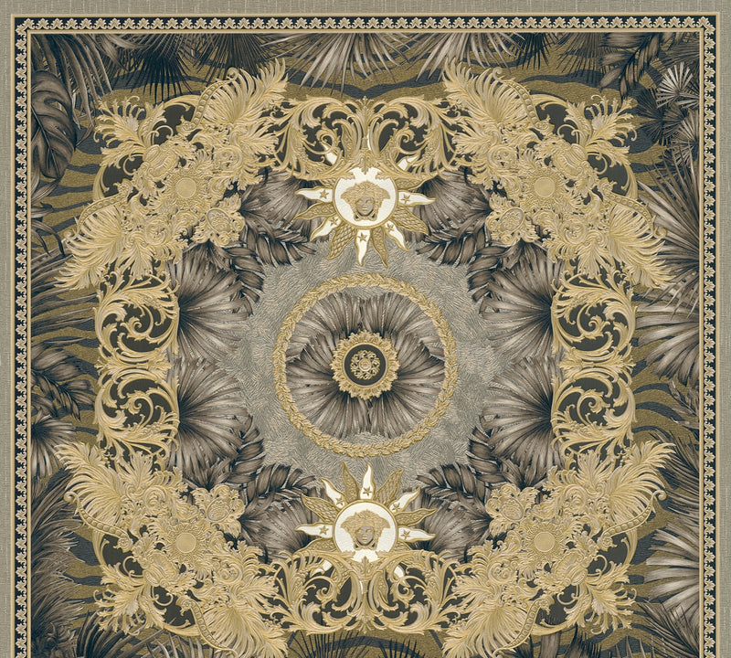 Versace Jungle Tile Wallpaper - Black Gold