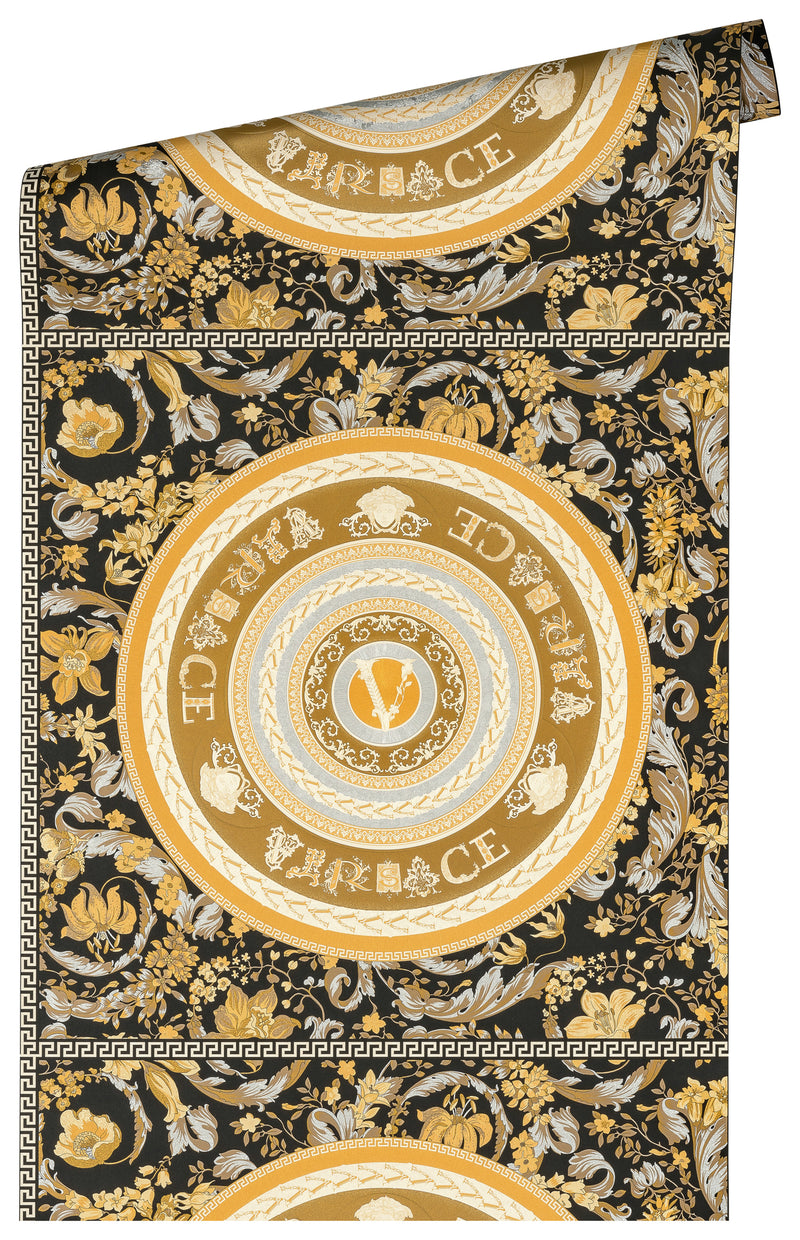 Versace Virtuoso Wallpaper - 5 Colours - Black