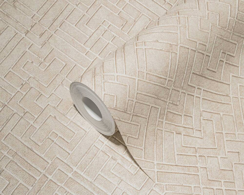 Geo Parquet Wallpaper (Metropolitan Stories 3 Collection) - Cream