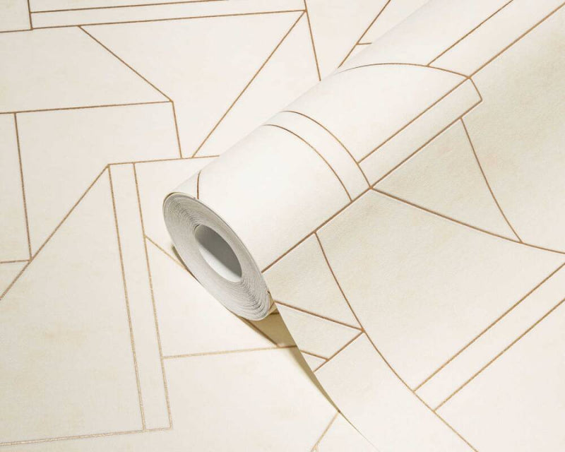 Metro Deco Lines (Metropolitan Stories 3 Collection) - Cream/Gold