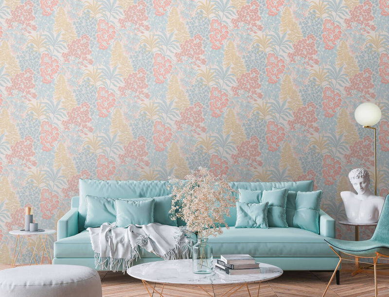 Floral Bliss Wallpaper (Metropolitan Stories 3 Collection) - Blue/Pink