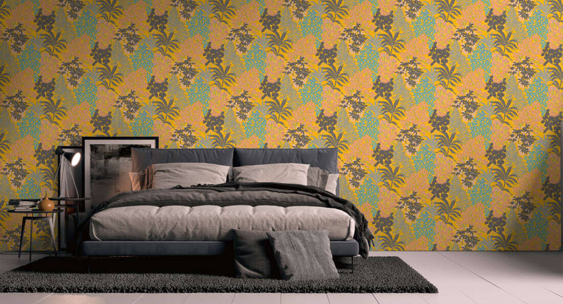 Floral Bliss Wallpaper (Metropolitan Stories 3 Collection) - Black/Yellow