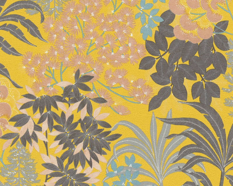 Floral Bliss Wallpaper (Metropolitan Stories 3 Collection) - Black/Yellow